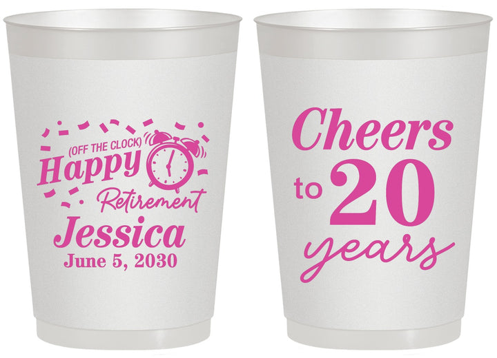 Personalized Retirement 20 oz Frosted Cups - Off The Clock | 150001