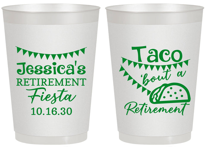 Personalized Retirement 20 oz Frosted Cups - Taco Bout A Retirement | 150002