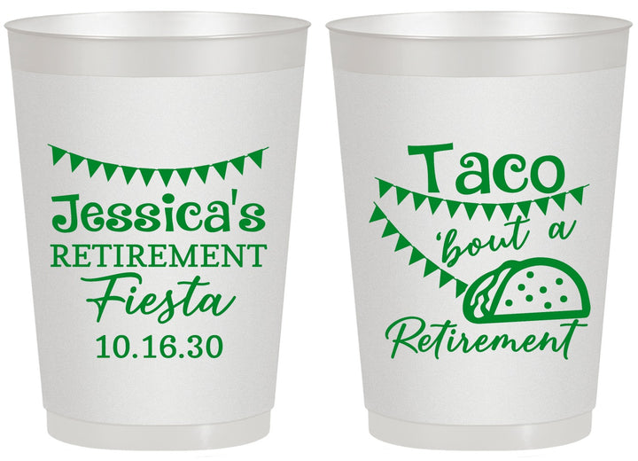 Personalized Retirement 20 oz Frosted Cups - Taco Bout A Retirement | 150002