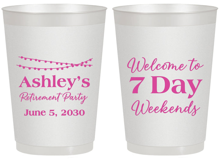 Personalized Retirement 20 oz Frosted Cups - 7 Day Weekends | 150004