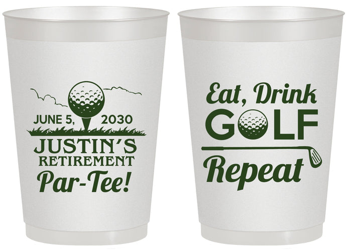 Personalized Retirement 20 oz Frosted Cups - Eat Drink Golf Repeat | 150005