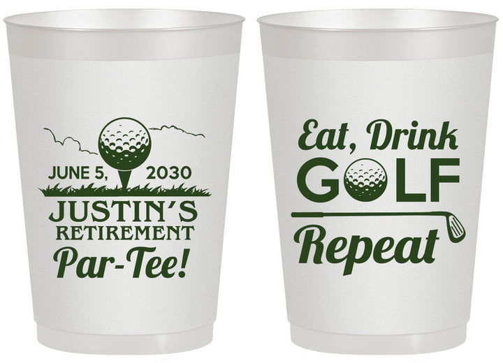 Personalized Retirement 20 oz Frosted Cups - Eat Drink Golf Repeat | 150005