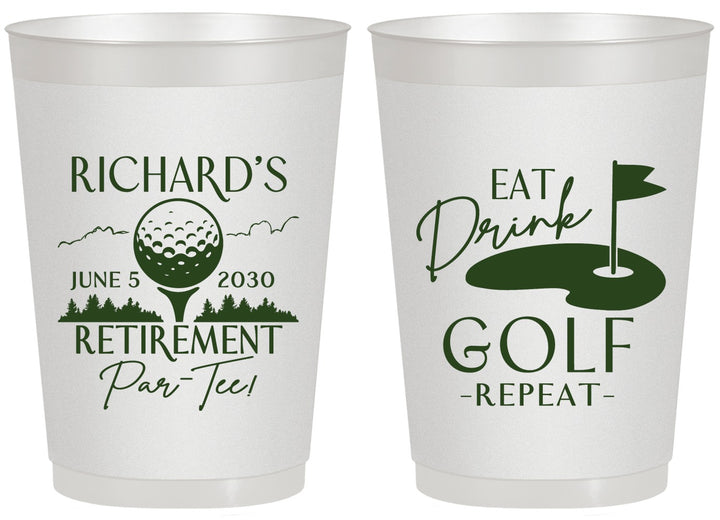 Personalized Retirement 20 oz Frosted Cups - Eat Drink Golf Repeat | 150006