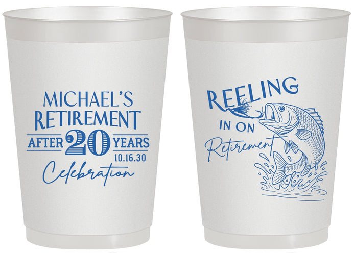 Personalized Retirement 20 oz Frosted Cups - Fishing Reeling In | 150007