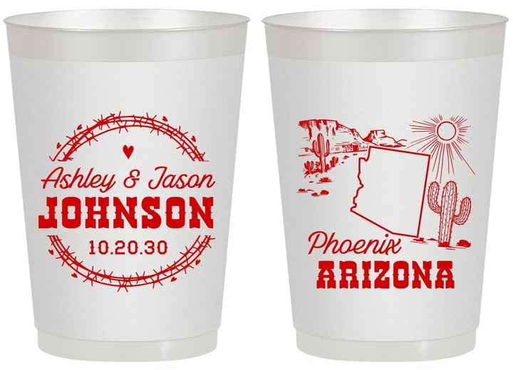 Personalized Wedding 20 oz Frosted Cups - Arizona | 152