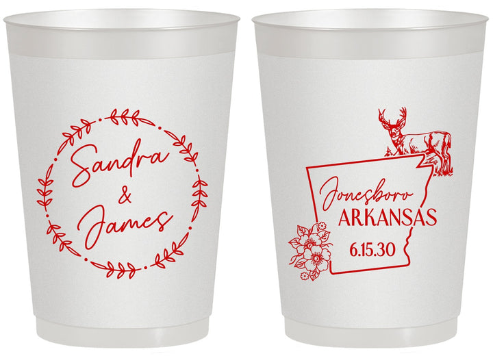 Personalized Wedding 20 oz Frosted Cups - Arkansas | 153