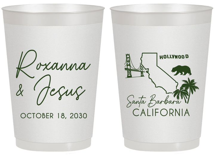 Personalized Wedding 20 oz Frosted Cups - California | 154