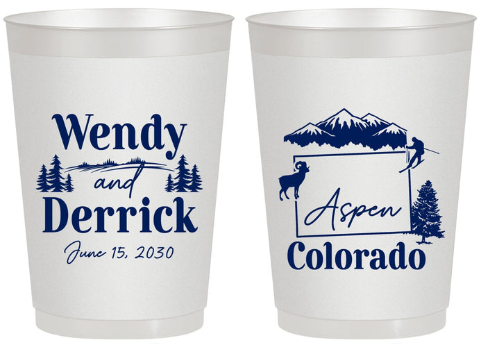 Personalized Wedding 20 oz Frosted Cups - Colorado | 155