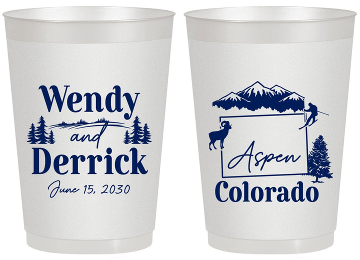 Personalized Wedding 20 oz Frosted Cups - Colorado | 155