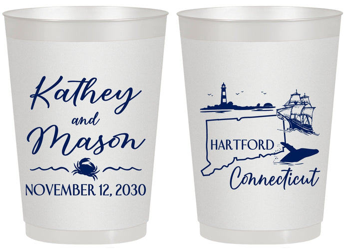 Personalized Wedding 20 oz Frosted Cups - Connecticut | 156