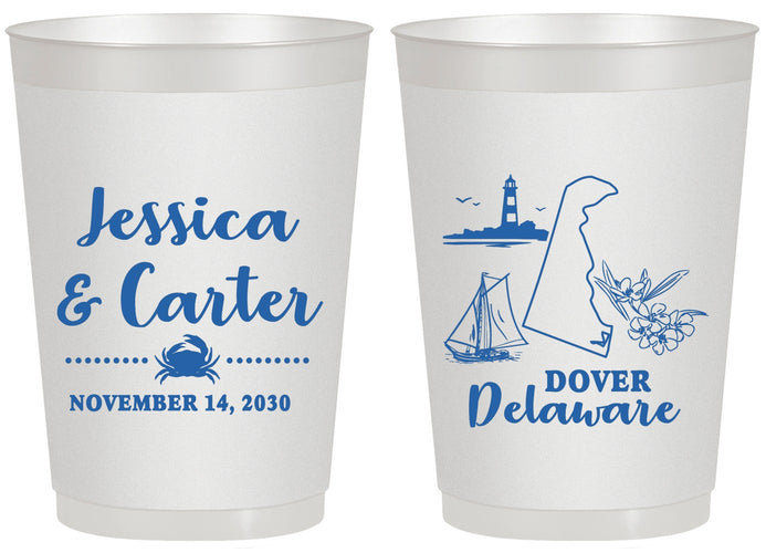 Personalized Wedding 20 oz Frosted Cups - Delaware | 157