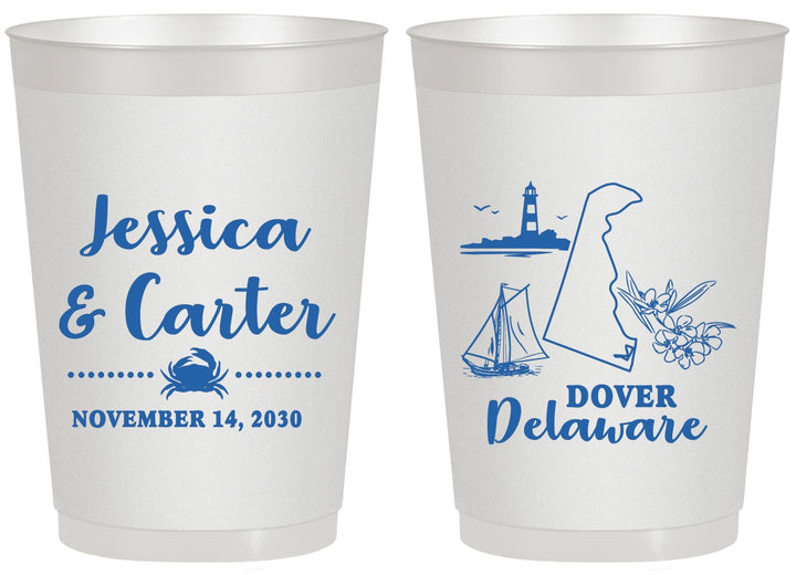 Personalized Wedding 20 oz Frosted Cups - Delaware | 157