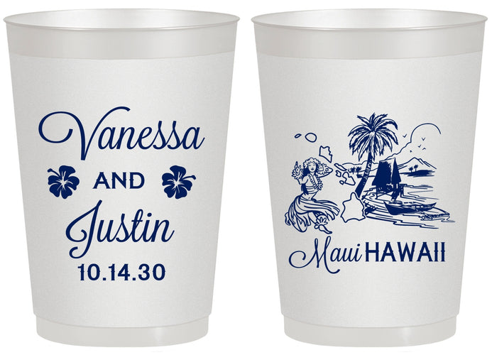 Personalized Wedding 20 oz Frosted Cups - Hawaii | 160