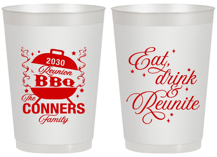 Personalized Family Reunion 20 oz Frosted Cups - Bbq Eat Drink Reunite | 160000