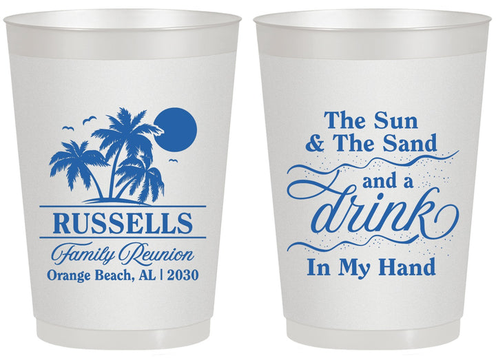 Personalized Family Reunion 20 oz Frosted Cups - Sun Sand Drink Beach | 160015