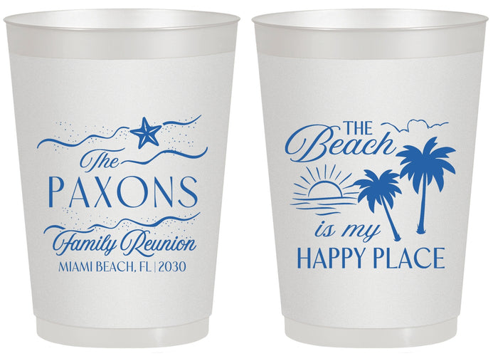 Personalized Family Reunion 20 oz Frosted Cups - Beach Is My Happy Place | 160016