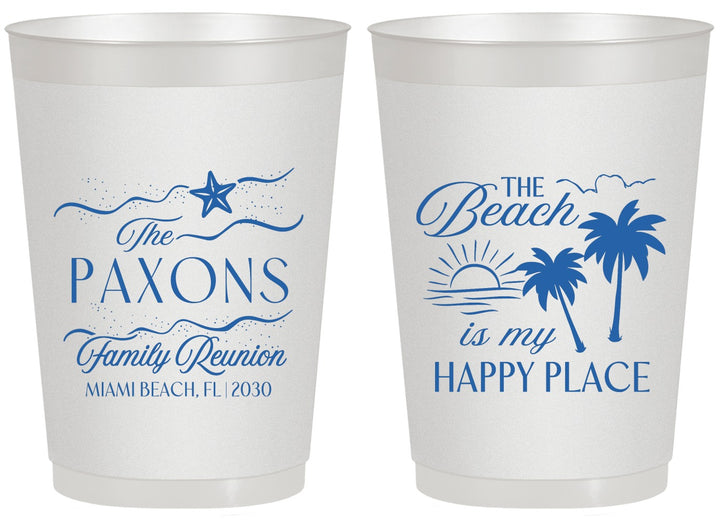 Personalized Family Reunion 20 oz Frosted Cups - Beach Is My Happy Place | 160016