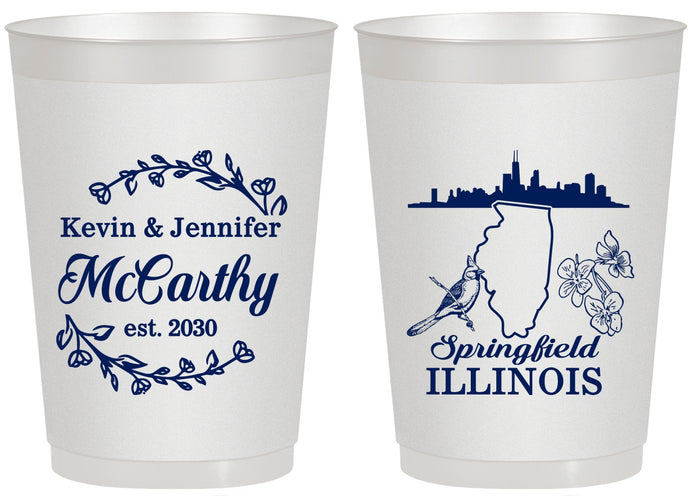 Personalized Wedding 20 oz Frosted Cups - Illinois | 162