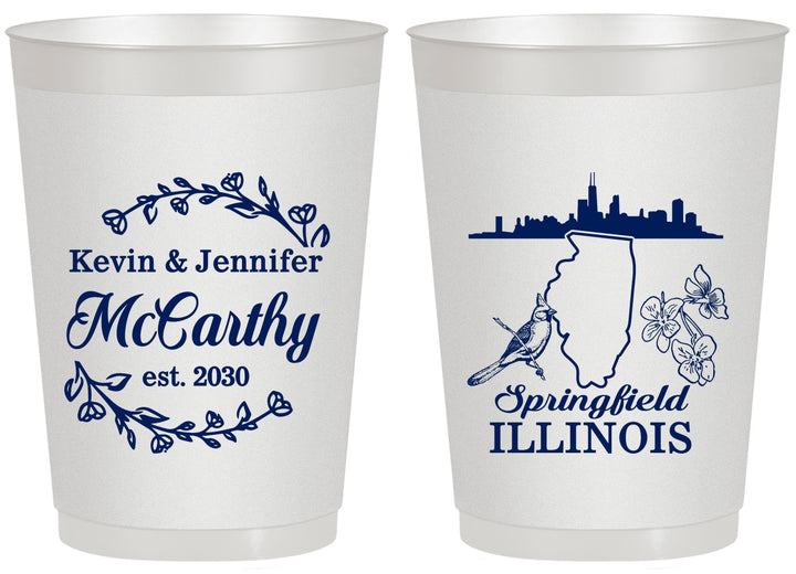 Personalized Wedding 20 oz Frosted Cups - Illinois | 162