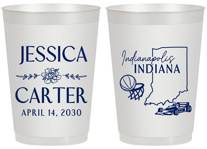 Personalized Wedding 20 oz Frosted Cups - Indiana | 163
