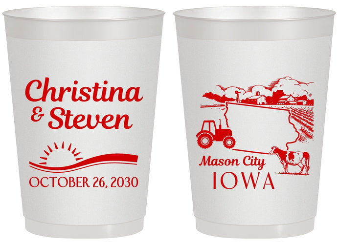 Personalized Wedding 20 oz Frosted Cups - Iowa | 164