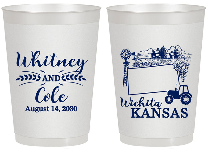 Personalized Wedding 20 oz Frosted Cups - Kansas | 165