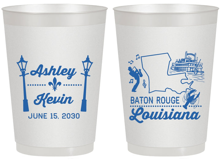 Personalized Wedding 20 oz Frosted Cups - Louisiana | 167