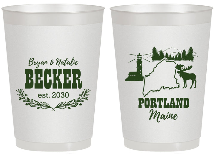 Personalized Wedding 20 oz Frosted Cups - Maine | 168