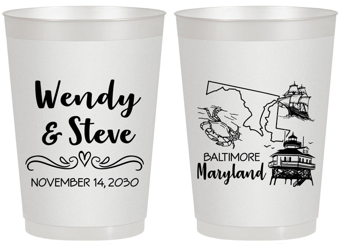 Personalized Wedding 20 oz Frosted Cups - Maryland | 169