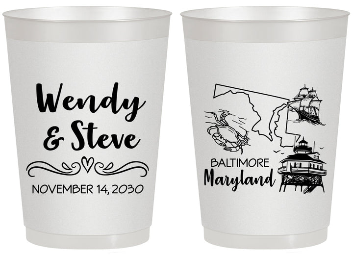 Personalized Wedding 20 oz Frosted Cups - Maryland | 169
