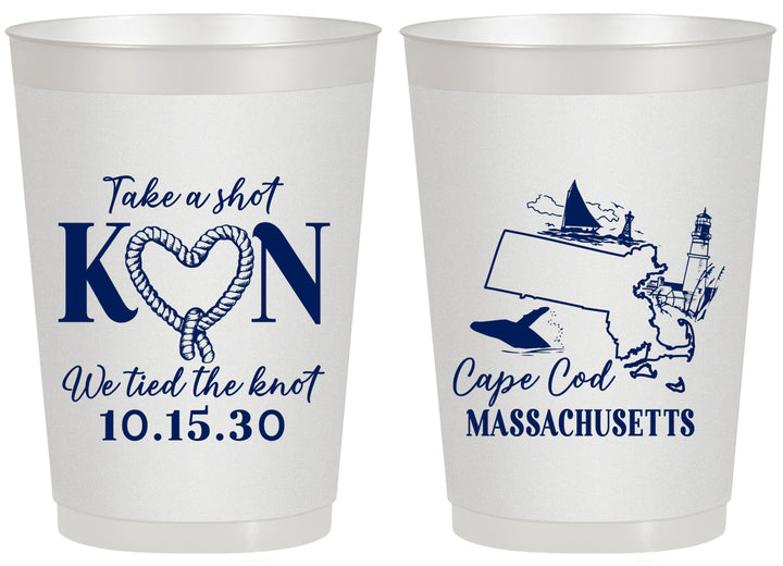 Personalized Wedding 20 oz Frosted Cups - Massachusetts | 170