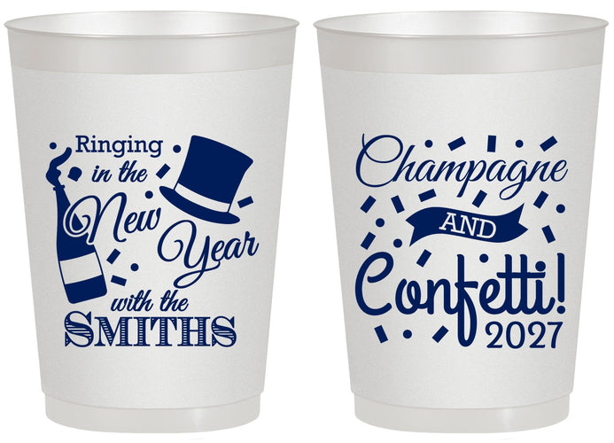 Personalized New Years 20 oz Frosted Cups - 2027 Confetti | 170003