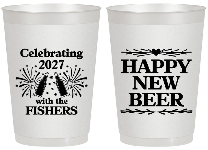 Personalized New Years 20 oz Frosted Cups - 2027 Happy New Beer | 170004