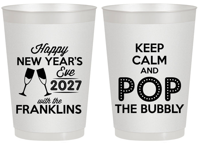 Personalized New Years 20 oz Frosted Cups - 2027 Pop The Bubbly | 170006
