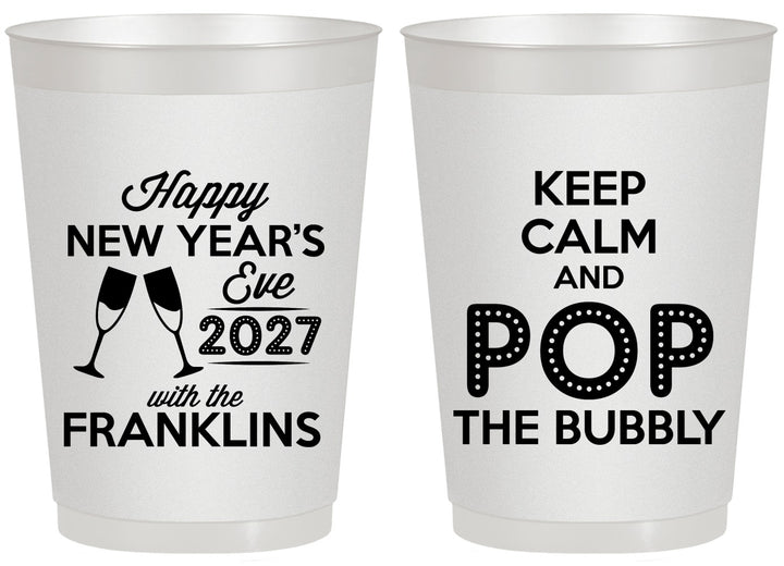 Personalized New Years 20 oz Frosted Cups - 2027 Pop The Bubbly | 170006
