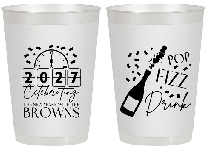 Personalized New Years 20 oz Frosted Cups - 2027 Pop Fizz Drink | 170009