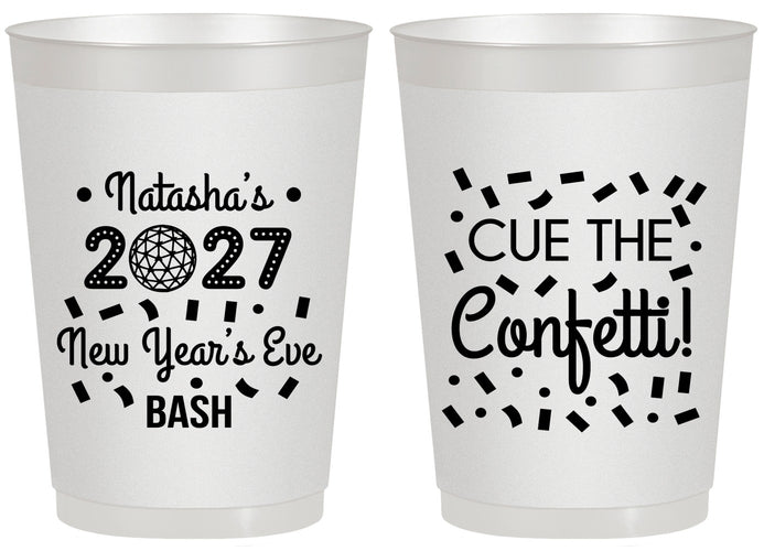 Personalized New Years 20 oz Frosted Cups - 2027 Nye Confetti | 170012