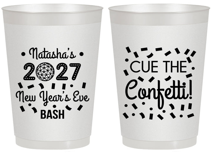 Personalized New Years 20 oz Frosted Cups - 2027 Nye Confetti | 170012