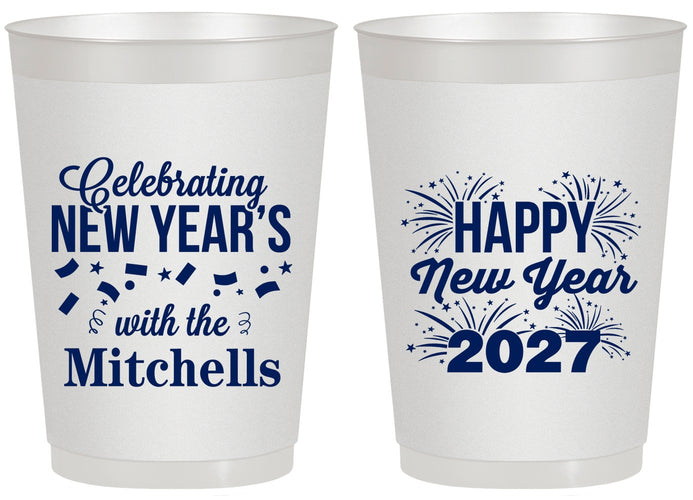 Personalized New Years 20 oz Frosted Cups - 2027 Nye Confetti | 170015
