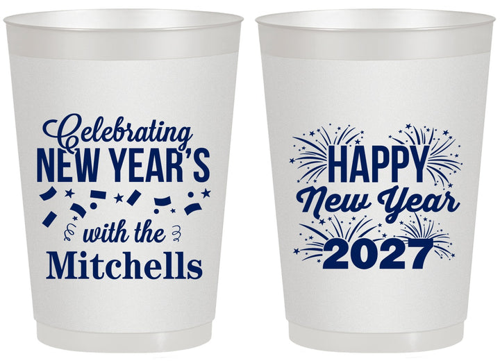Personalized New Years 20 oz Frosted Cups - 2027 Nye Confetti | 170015