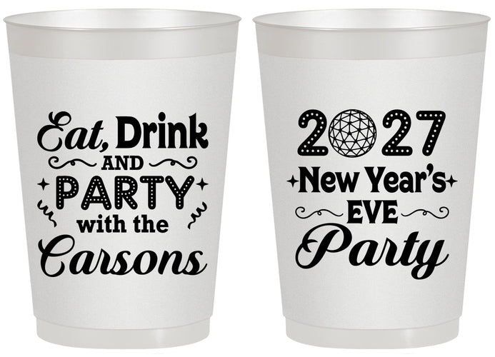 Personalized New Years 20 oz Frosted Cups - 2027 Eat Drink Party | 170022