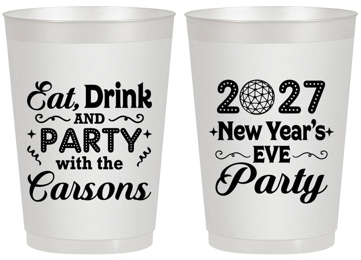 Personalized New Years 20 oz Frosted Cups - 2027 Eat Drink Party | 170022