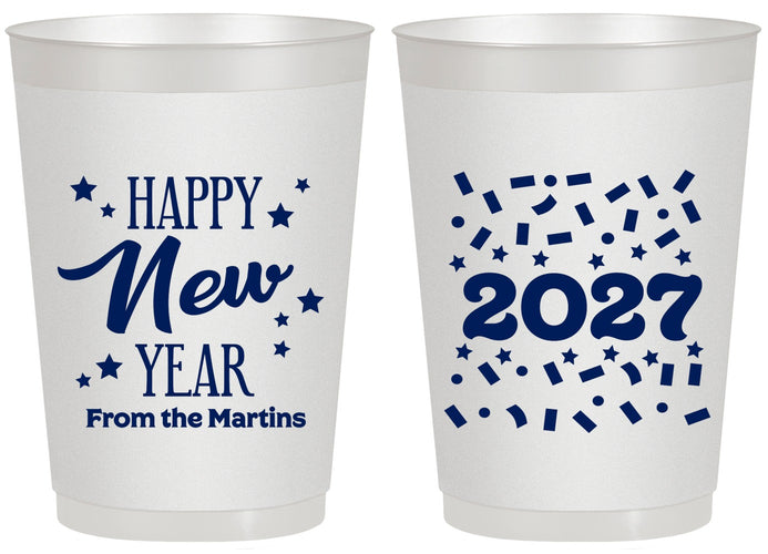 Personalized New Years 20 oz Frosted Cups - 2027 Confetti | 170027