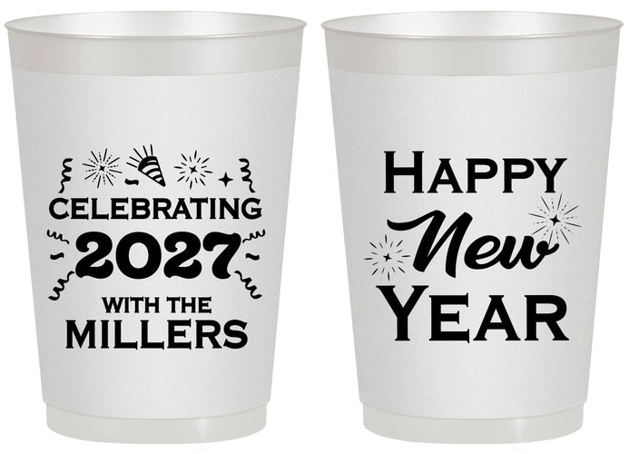 Personalized New Years 20 oz Frosted Cups - 2027 Nye Confetti | 170028