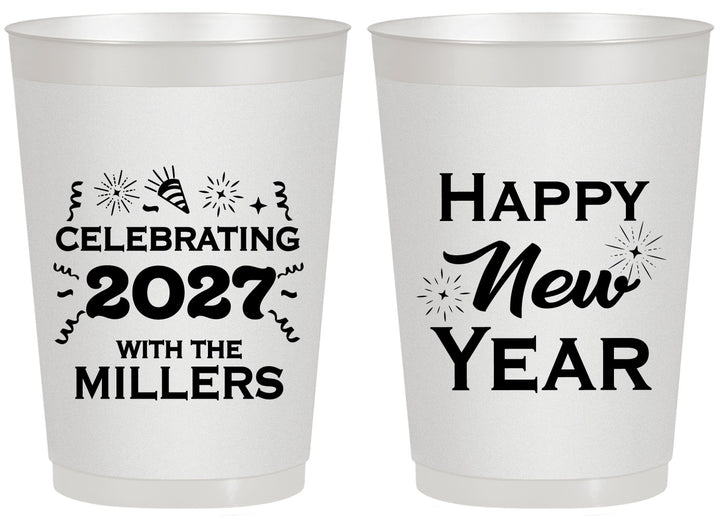 Personalized New Years 20 oz Frosted Cups - 2027 Nye Confetti | 170028