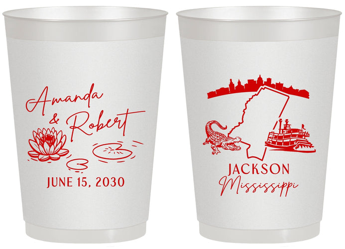 Personalized Wedding 20 oz Frosted Cups - Mississippi | 173