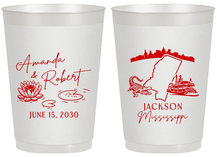 Personalized Wedding 20 oz Frosted Cups - Mississippi | 173