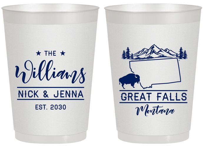Personalized Wedding 20 oz Frosted Cups - Montana | 175