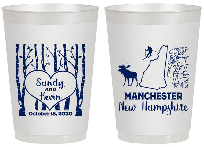 Personalized Wedding 20 oz Frosted Cups - New Hampshire | 178
