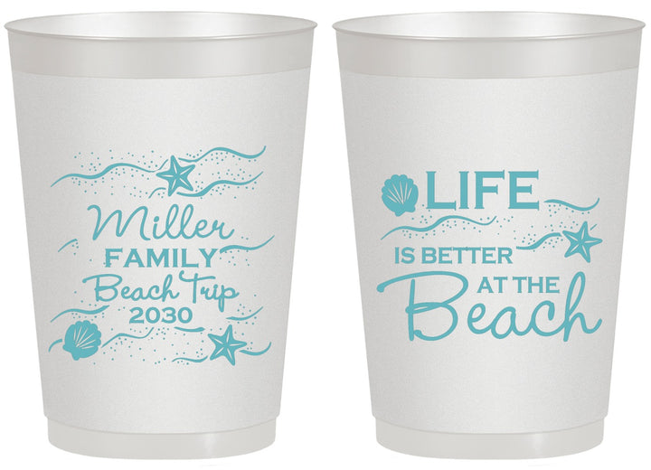 Personalized Family Vacation 20 oz Frosted Cups - Life Is Better At The Beach | 180001